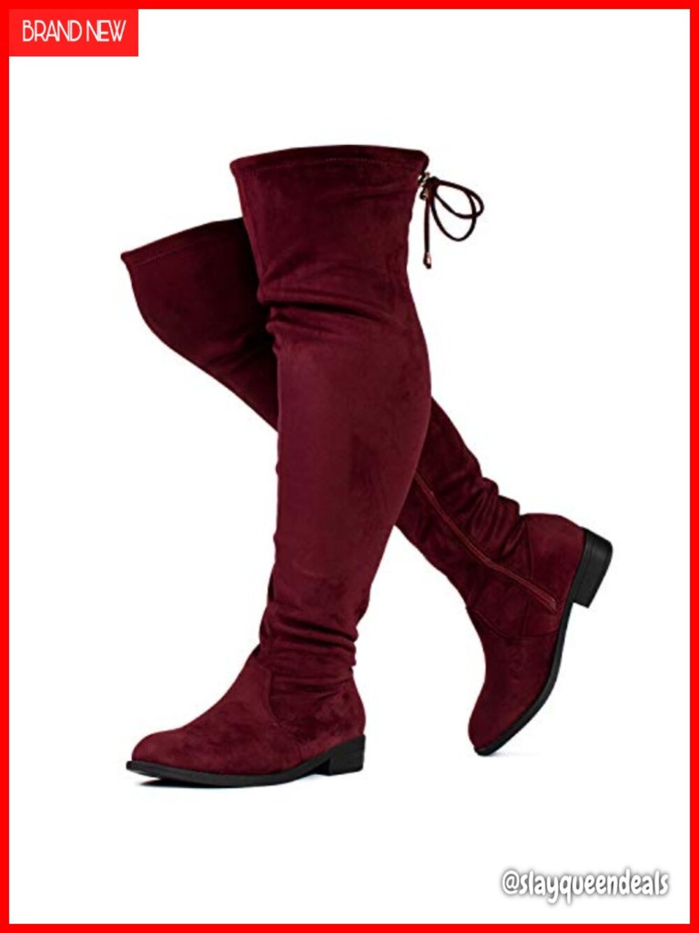 Women's Wide Calf Over The Knee Low Heel Stretchy Boots